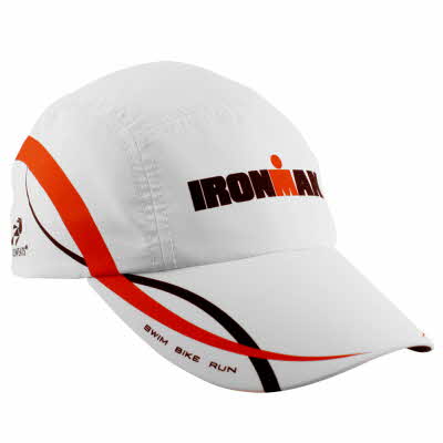 ironman race hat white red